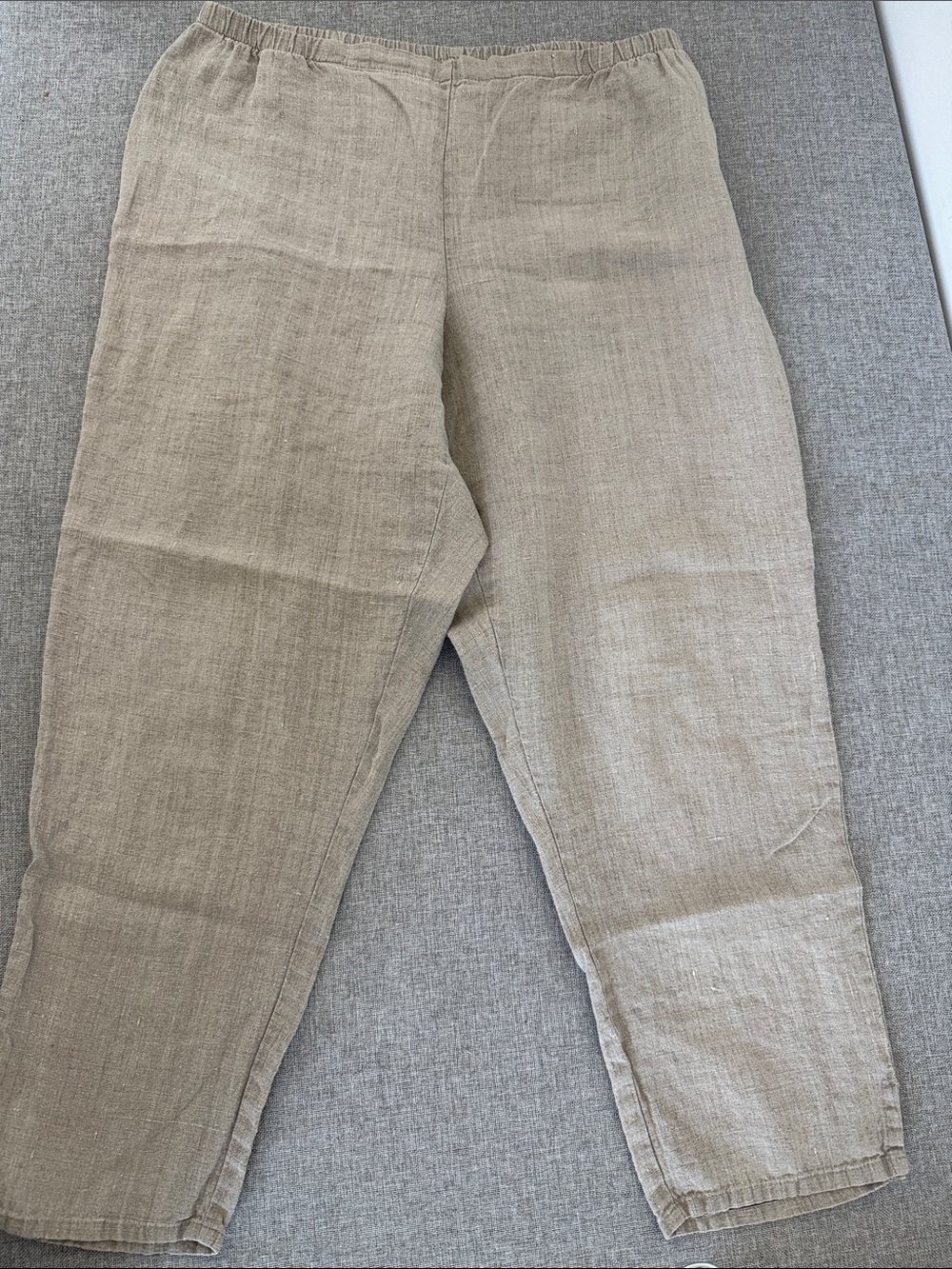 Flax Taupe Cropped Linen Blend Ankle Pants M/L